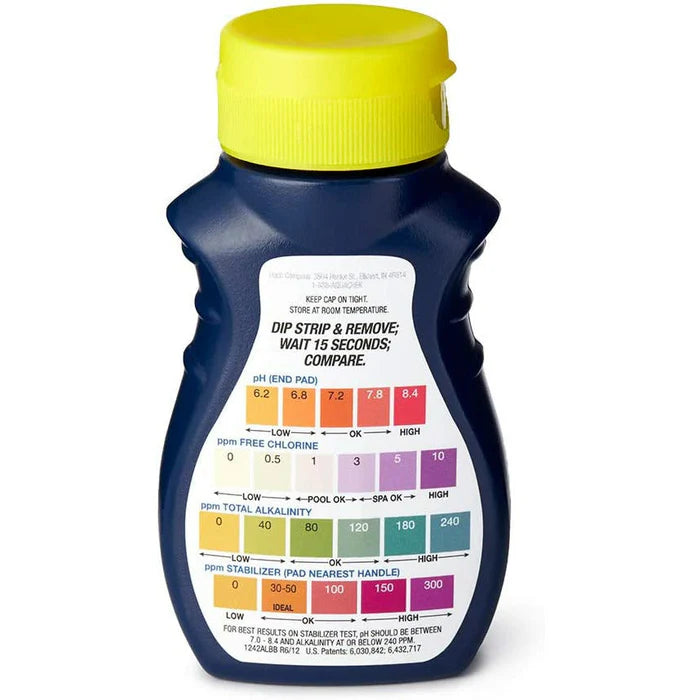 Aquachek jaune - Bandelettes de test permettant de contrôler le pH, le chlore, l'alcalinité totale et l'acide cyanurique de votre eau - Aquachek | Planète spa