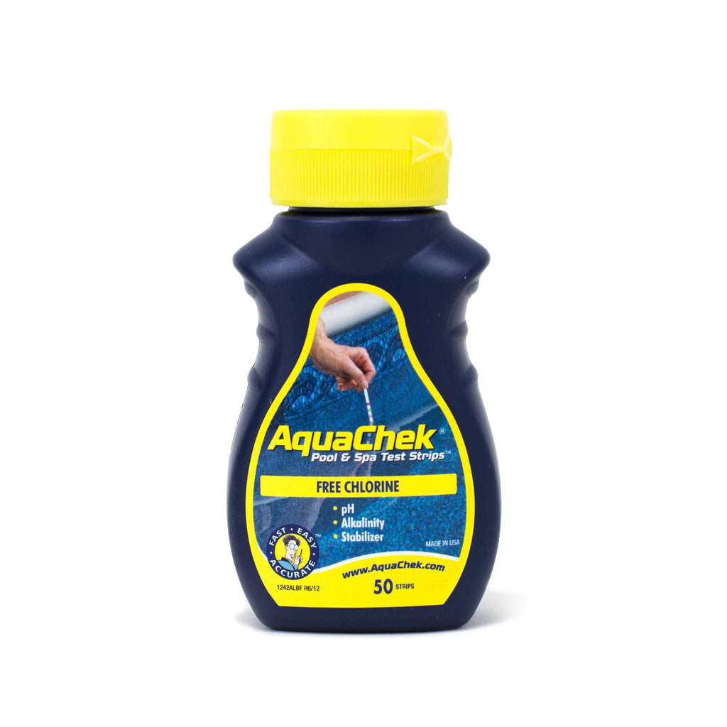 Aquachek jaune- Bandelettes de test permettant de contrôler le pH, le chlore, l'alcalinité totale et l'acide cyanurique de votre eau